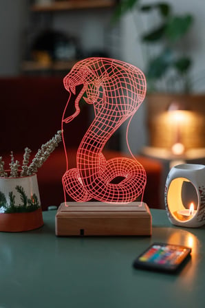 Tasarım Yılan 3d 16 Renk Dekoratif Led Lamba