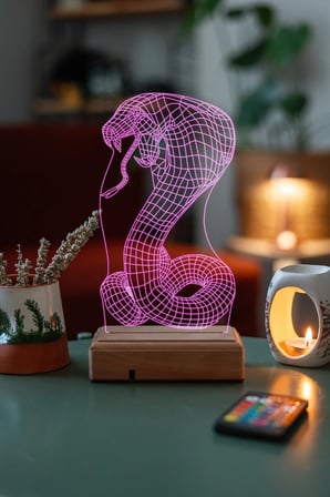 Tasarım Yılan 3d 16 Renk Dekoratif Led Lamba