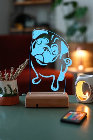 Köpek Pug 16 Renk Gece Lambası