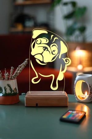 Köpek Pug 16 Renk Gece Lambası