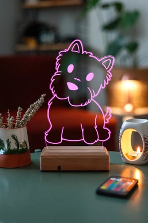 Kişiye Özel Şirin Köpek Masaüstü 3d 16 Renk Dekoratif Led Lamba