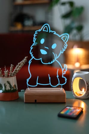 Kişiye Özel Şirin Köpek Masaüstü 3d 16 Renk Dekoratif Led Lamba