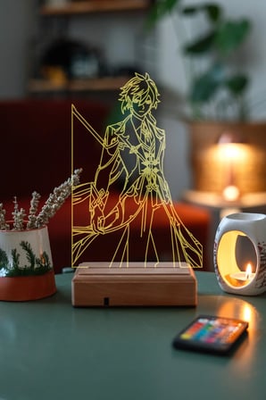 Zhongli - Genshin Impact 16 Renk Rgb Dekoratif Masa Lambası