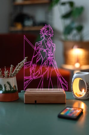 Zhongli - Genshin Impact 16 Renk Rgb Dekoratif Masa Lambası