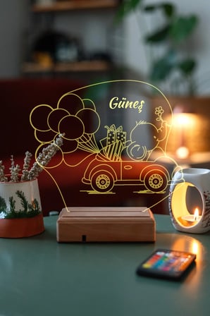 Çocuklara Özel Hediye 3d Fil Ve Balonlar Kumandalı Dekoratif Led Lamba
