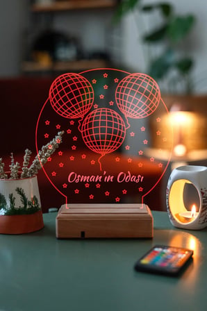 Çocuklara Özel Hediye 3 Balon Masaüstü 3d Dekoratif Led Lamba