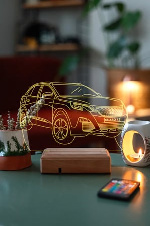 Kişiye Özel Plakalı Peugeot 3008 Hediyelik Kumandalı Masa Lambası