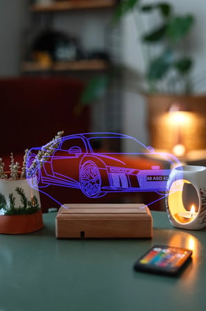 Kişiye Özel Plakalı Audi R8 Hediyelik 16 Renkli Gece Lambası