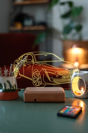 Kişiye Özel Plakalı Peugeot 508 Araba Hediyelik 16 Renkli Gece Lambası