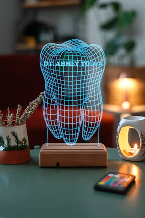 Diş Doktorlarına Hediye 3d 16 Renk Dekoratif Led Lamba