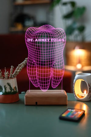 Diş Doktorlarına Hediye 3d 16 Renk Dekoratif Led Lamba