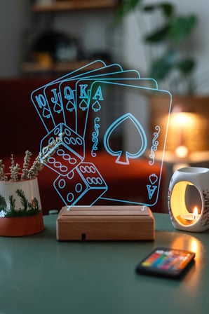 Hediye Oyun Kartları 3d Dekoratif 16 Renk Led Lamba