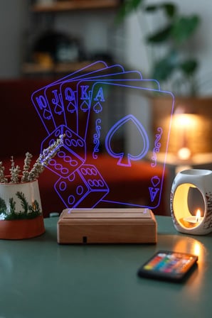Hediye Oyun Kartları 3d Dekoratif 16 Renk Led Lamba