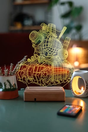 Tasarım 3d Tank 16 Renkli Masaüstü Dekoratif Led Lamba