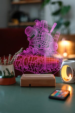 Tasarım 3d Tank 16 Renkli Masaüstü Dekoratif Led Lamba