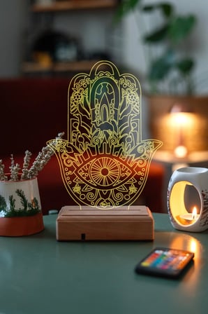 Fatıma ‘nın Eli Hamsa 16 Renk Masa Lambası