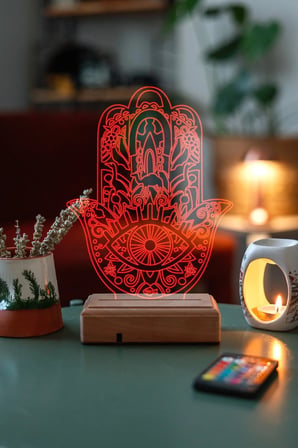 Fatıma ‘nın Eli Hamsa 16 Renk Masa Lambası