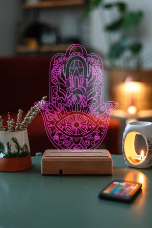 Fatıma ‘nın Eli Hamsa 16 Renk Masa Lambası