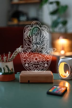 Fatıma ‘nın Eli Hamsa 16 Renk Masa Lambası