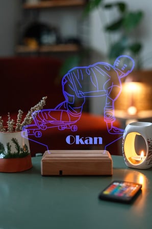 Kişiye Özel 3d Kaykay Masaüstü Dekoratif Led Lamba