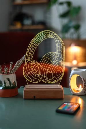 Müzik Sevenlere Hediye 3d Kulaklık 16 Renkli Gece Lambası