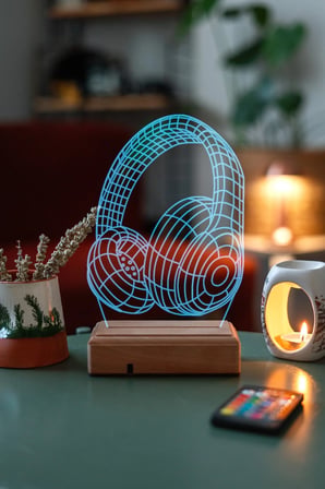Müzik Sevenlere Hediye 3d Kulaklık 16 Renkli Gece Lambası