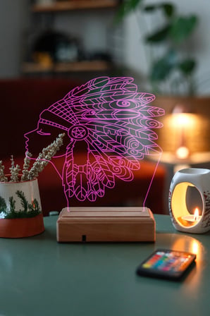 Özel Tasarım Kızılderili 3D Dekoratif 16 Renk Led Lamba