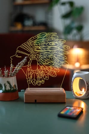 Özel Tasarım Kızılderili 3D Dekoratif 16 Renk Led Lamba