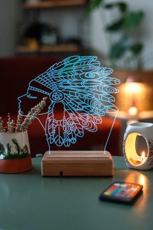 Özel Tasarım Kızılderili 3D Dekoratif 16 Renk Led Lamba