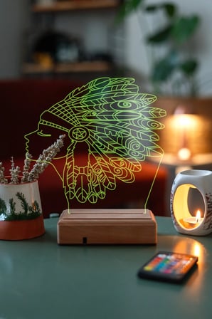 Özel Tasarım Kızılderili 3D Dekoratif 16 Renk Led Lamba