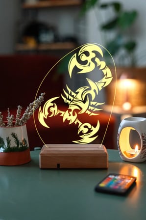 Tasarım Akrep 3d 16 Renk Kumandalı Dekoratif Led Lamba