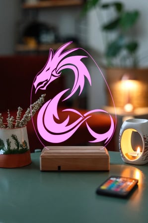 Tasarım 3d Dil Çıkartan Ejderha 16 Renk Dekoratif Led Lamba