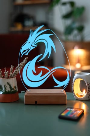 Tasarım 3d Dil Çıkartan Ejderha 16 Renk Dekoratif Led Lamba