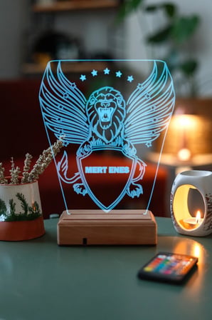 Dekoratif 3D Aslan Ve Kalkan Gece Lambası 16 Renk