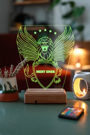 Dekoratif 3D Aslan Ve Kalkan Gece Lambası 16 Renk