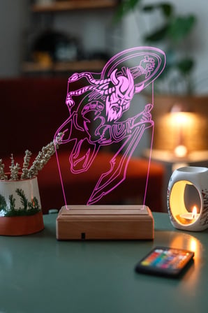 Tasarım 3d Kılıç Ve Kalkanlı Viking 16 Renk Dekoratif Led Lamba