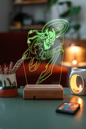 Tasarım 3d Kılıç Ve Kalkanlı Viking 16 Renk Dekoratif Led Lamba