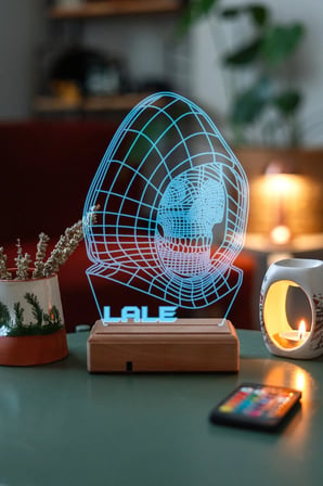 Kişiye Özel 3d Iskelet Kuru Kafa 16 Renk Dekoratif Led Lamba