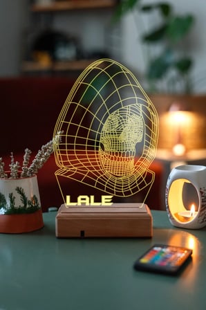 Kişiye Özel 3d Iskelet Kuru Kafa 16 Renk Dekoratif Led Lamba