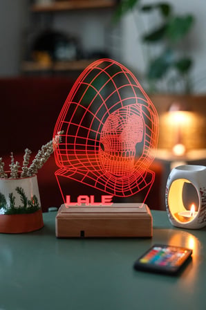 Kişiye Özel 3d Iskelet Kuru Kafa 16 Renk Dekoratif Led Lamba