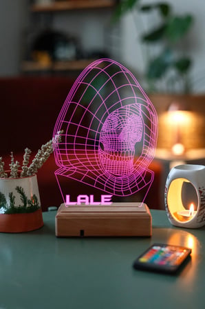 Kişiye Özel 3d Iskelet Kuru Kafa 16 Renk Dekoratif Led Lamba