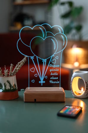 Doğum Günü Hediyesi Sevgiliye Hediye Kalpli 3d Led Dekoratif Gece Lambası