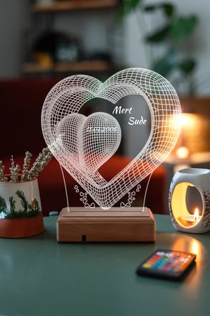 Sevgiliye Hediye Aşk Ve Sonsuzluk Sevgililer Günü Hediyesi 3d 16 Renk Dekoratif Led Lamba