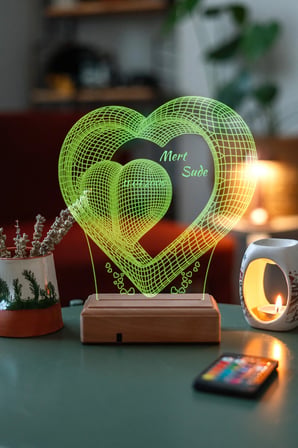 Sevgiliye Hediye Aşk Ve Sonsuzluk Sevgililer Günü Hediyesi 3d 16 Renk Dekoratif Led Lamba