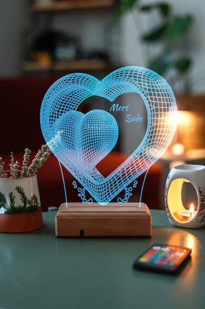 Sevgiliye Hediye Aşk Ve Sonsuzluk Sevgililer Günü Hediyesi 3d 16 Renk Dekoratif Led Lamba