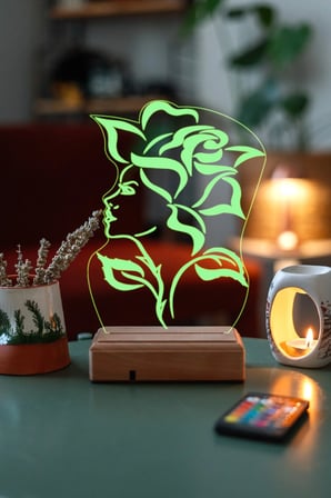 Tasarım 3d Ilizyon Gül Ve Kadın 16 Renk Dekoratif Led Lamba