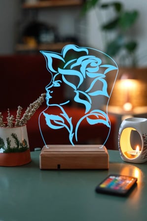 Tasarım 3d Ilizyon Gül Ve Kadın 16 Renk Dekoratif Led Lamba