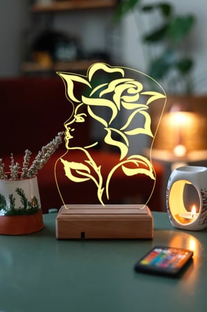 Tasarım 3d Ilizyon Gül Ve Kadın 16 Renk Dekoratif Led Lamba