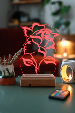 Tasarım 3d Ilizyon Gül Ve Kadın 16 Renk Dekoratif Led Lamba