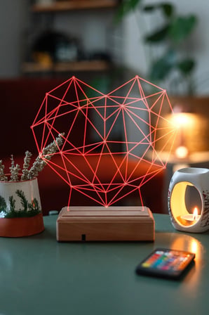 Aşk - Vektörel Kalp Tasarım 3d 16 Renk Gece Lambası